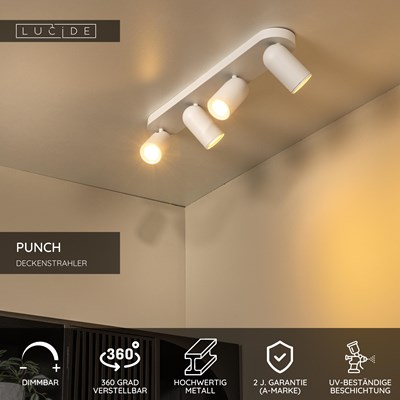 Lucide PUNCH - Deckenstrahler - 4xGU10 - Weiß